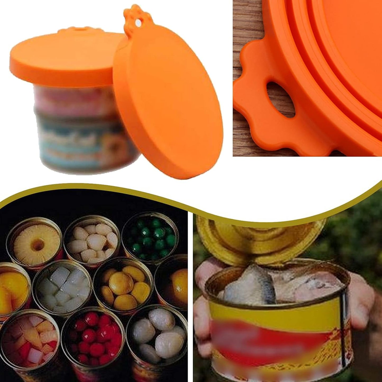 Pet Food Can Cover Silicone Can Lids for Dog and Cat Food, Pet Food Lids, Lids for Cans of Pet Food, Universal Size One Fit 3 Standard Size Food Cans (Blue+Orange)