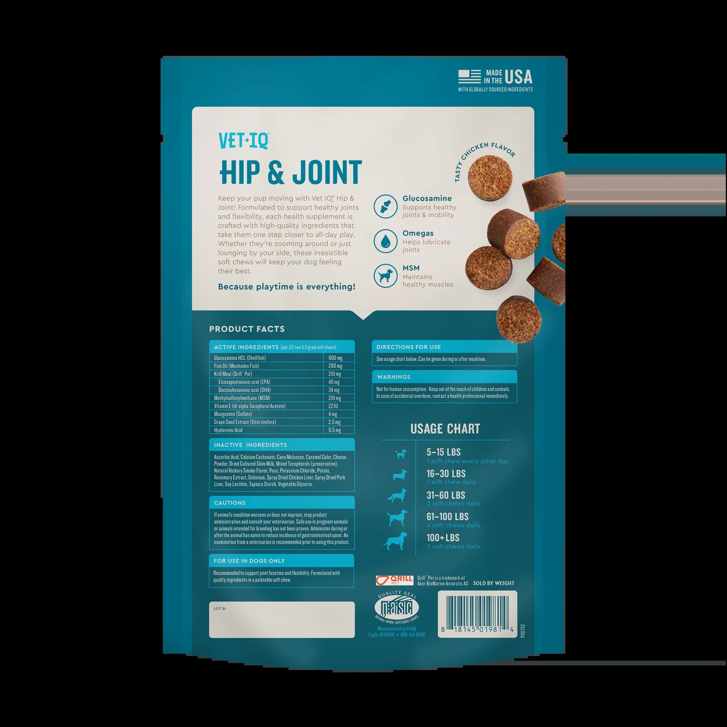 (3 Pack) Hip & Joint Supplement for Dogs, Chicken Flavored Soft Chews, 60 Count Soft Chews