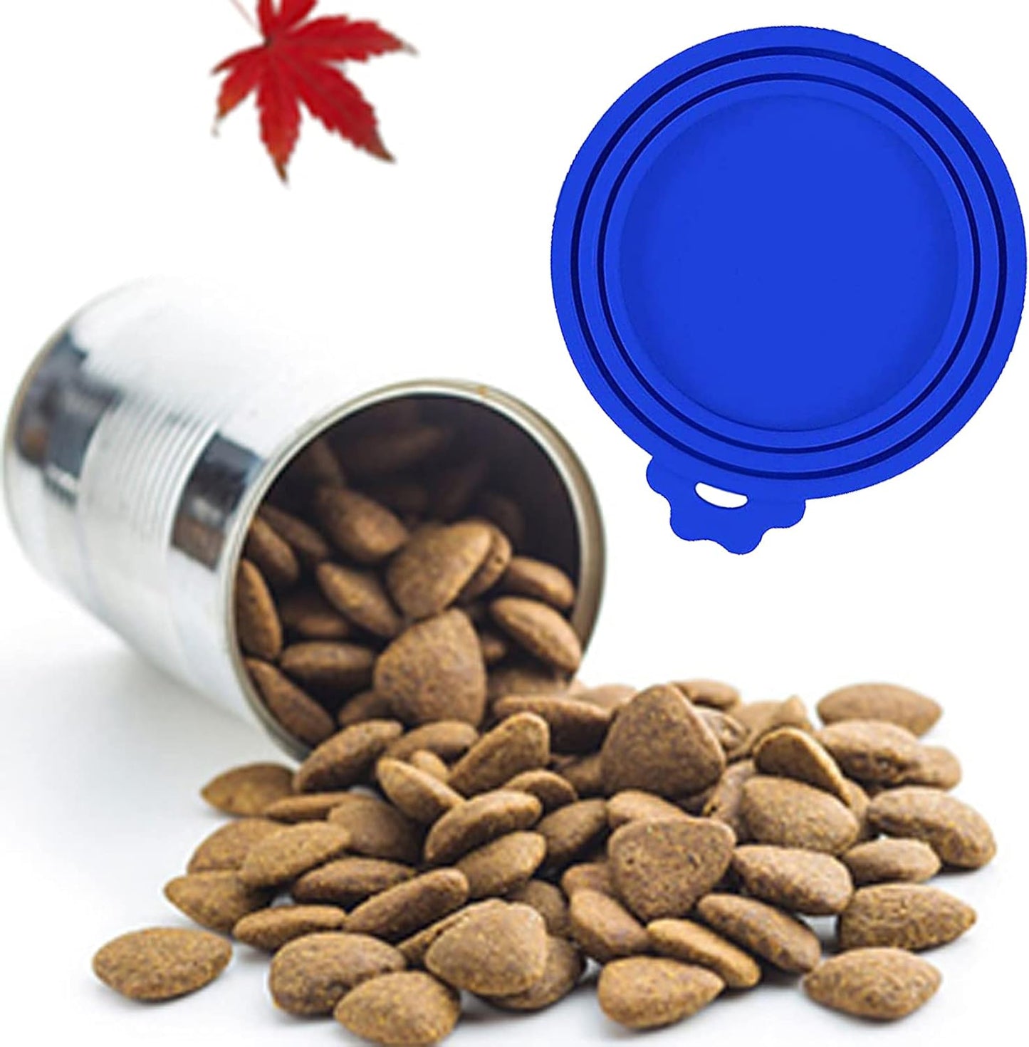 Pet Food Can Cover Silicone Can Lids for Dog and Cat Food, Pet Food Lids, Lids for Cans of Pet Food, Universal Size One Fit 3 Standard Size Food Cans (Blue+Orange)