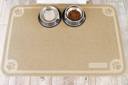 Bowl Mat for Cat and Dog, Silicone Non-Slip Absorbent Waterproof Dog Food Mat, Easy to Clean, Unique Paw Design